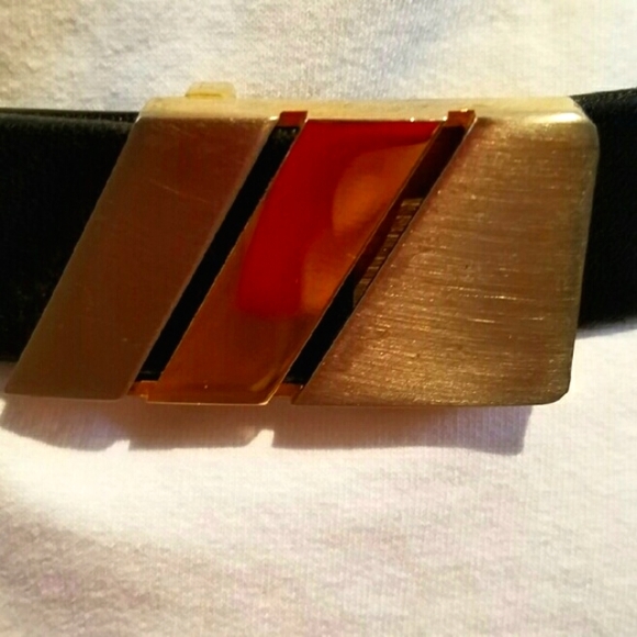 Vintage Morris Moskowitz Leather Belt w/ Silver & Gold Two Tone Belt Buckle - Picture 4 of 8